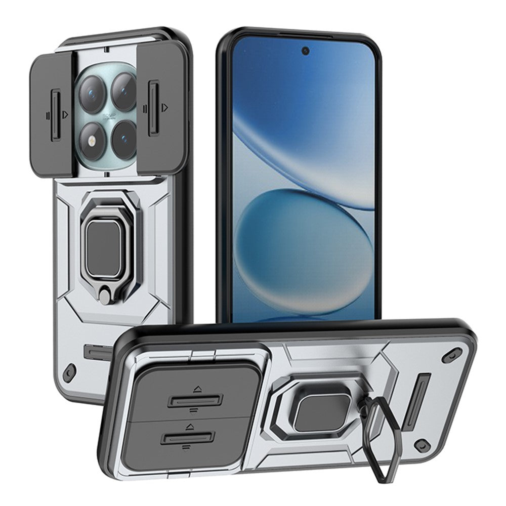 For Xiaomi Poco M8 Pro 5G / Redmi Note 15 Pro+ 5G (Global) Case PC + TPU Kickstand Phone Protector with Lens Cover - Grey