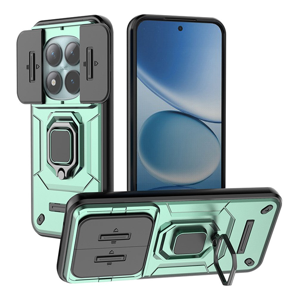 For Xiaomi Poco M8 Pro 5G / Redmi Note 15 Pro+ 5G (Global) Case PC + TPU Kickstand Phone Protector with Lens Cover - Green