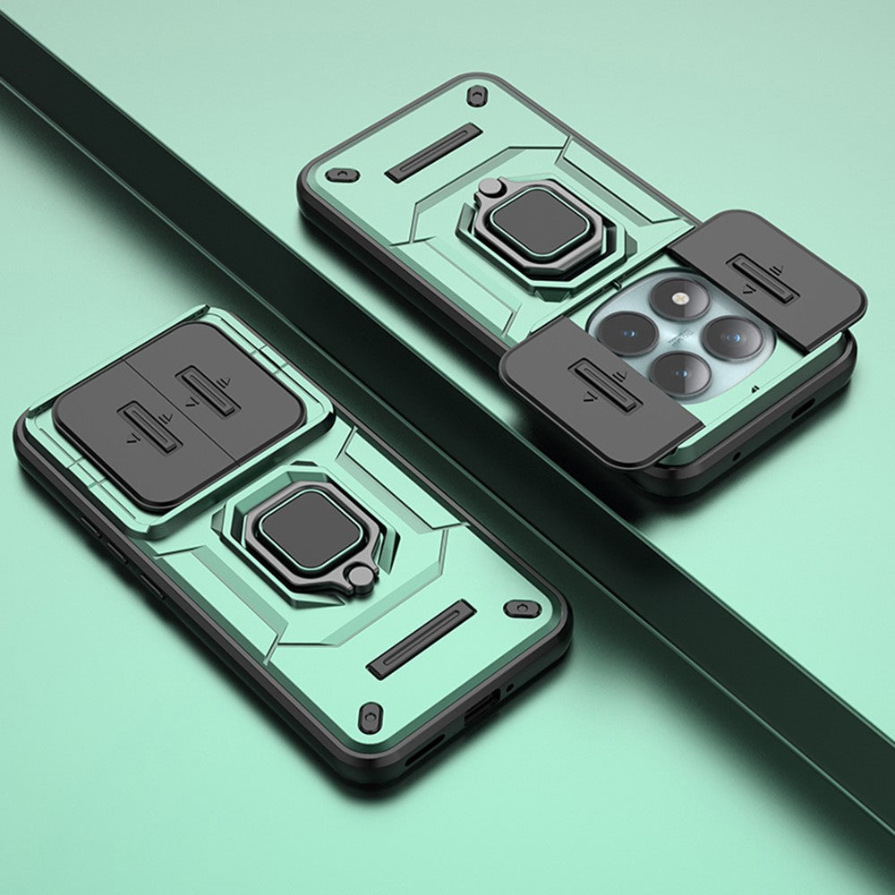 For Xiaomi Poco M8 Pro 5G / Redmi Note 15 Pro+ 5G (Global) Case PC + TPU Kickstand Phone Protector with Lens Cover - Green