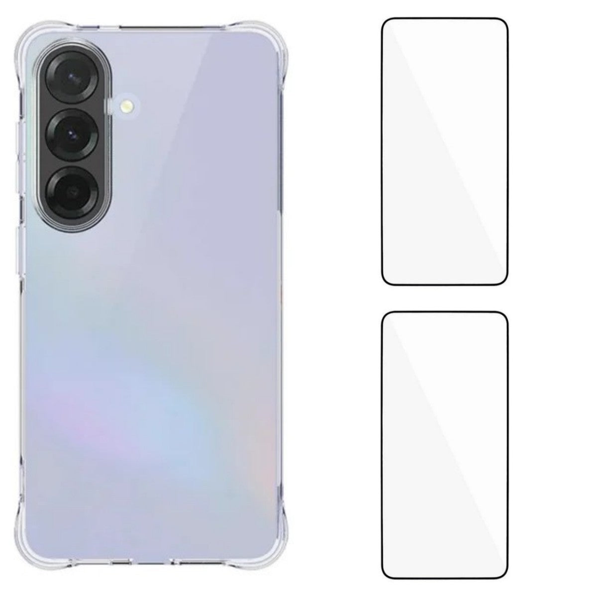 For-Samsung-Galaxy-S26-/-S26-Pro-TPU-Case-WANLONFENG-WL2-Series-2.0mm-Phone-Cover-with-2Pcs-Tempered-Glass-Films-Transparent