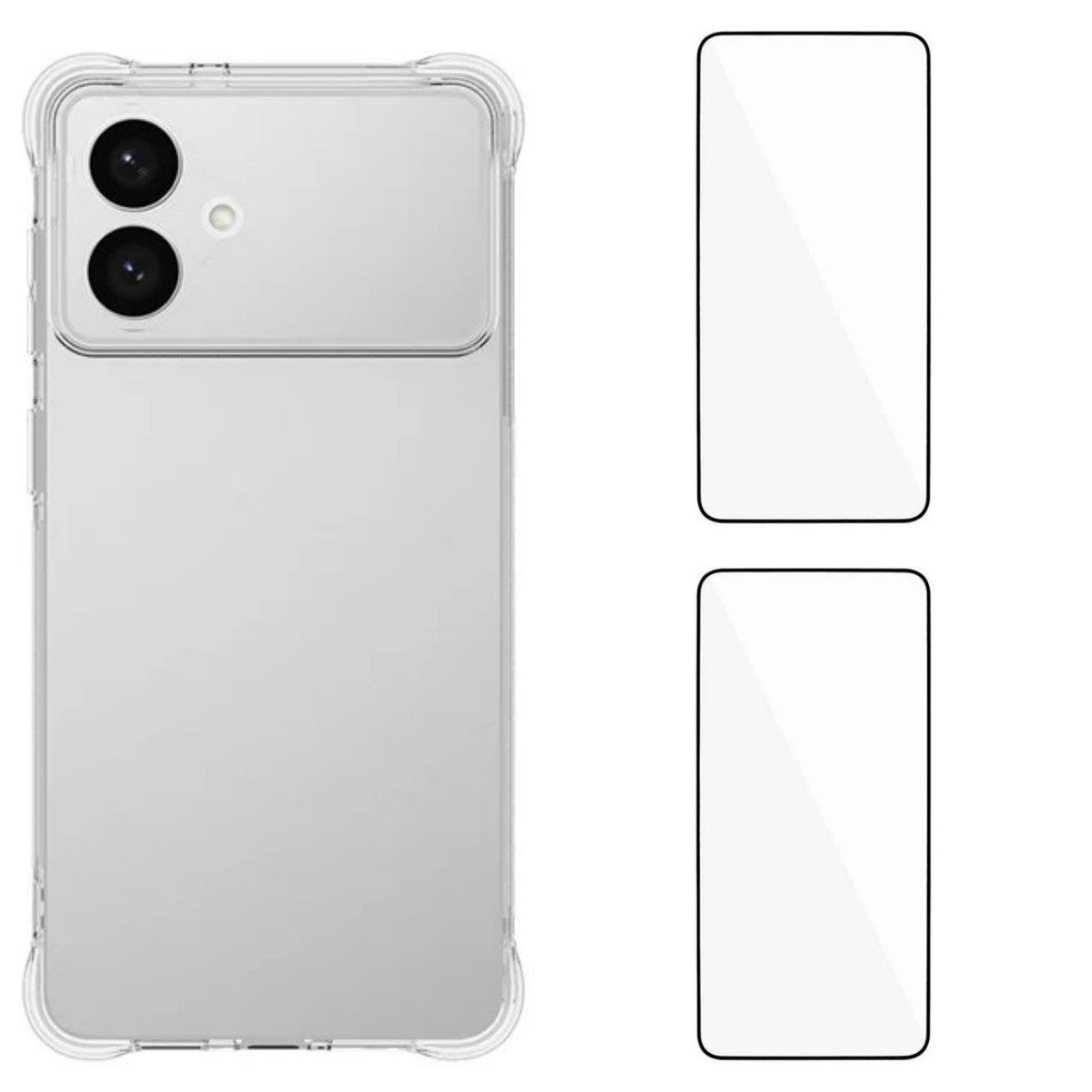 For-Samsung-Galaxy-S26-Edge-TPU-Case-WANLONFENG-WL2-Series-2.0mm-Phone-Cover-with-2Pcs-Tempered-Glass-Films-Transparent