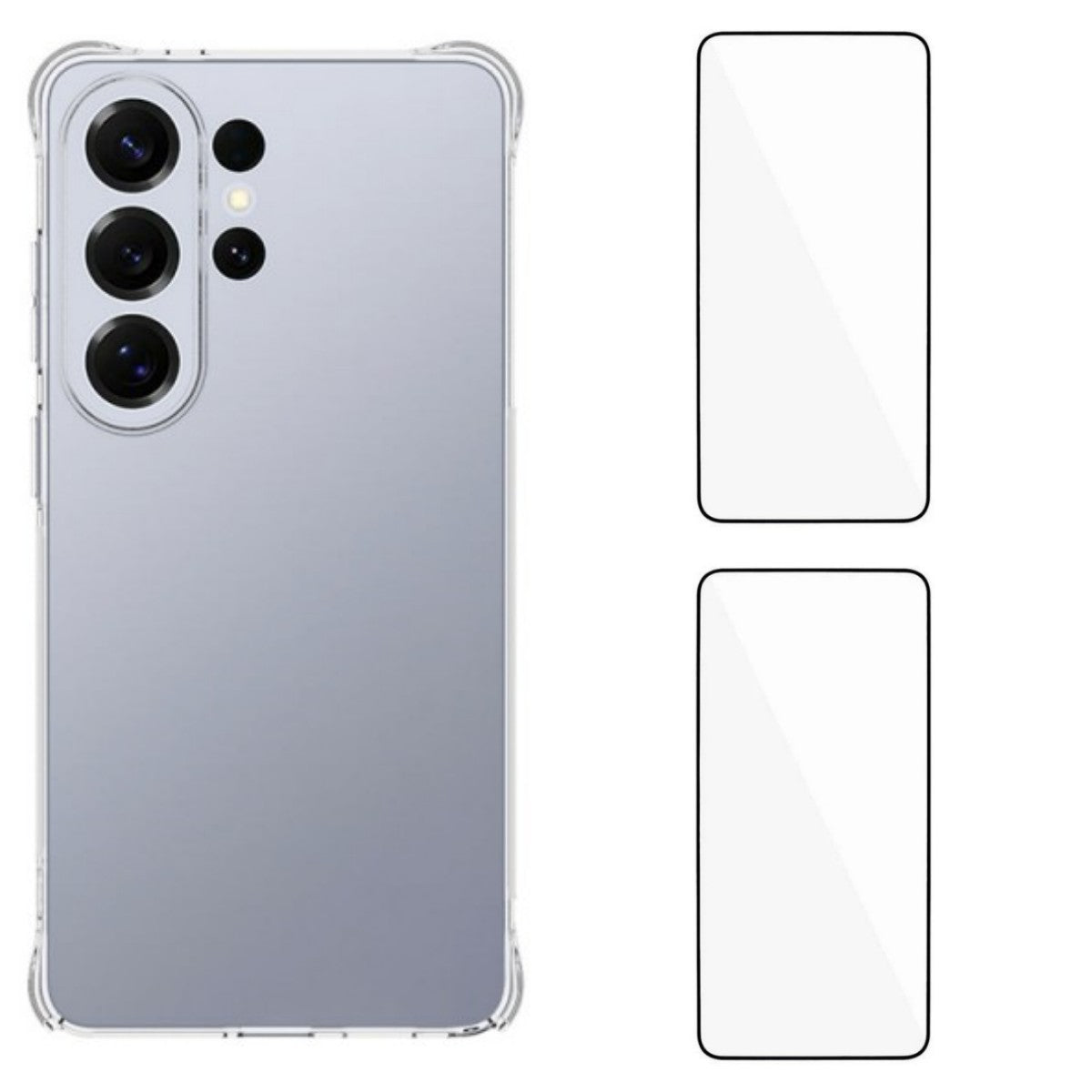 For-Samsung-Galaxy-S26-Ultra-TPU-Case-WANLONFENG-WL2-Series-2.0mm-Phone-Cover-with-2Pcs-Tempered-Glass-Films-Transparent