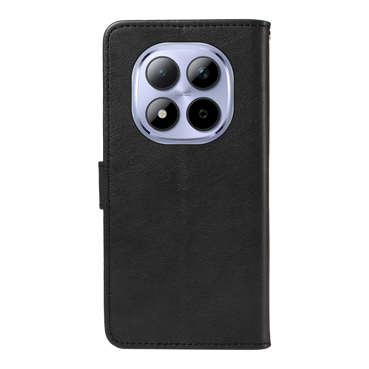 For Xiaomi Redmi Note 15 Pro 5G (Global) Leather Wallet Case with Strap Solid Color Phone Stand Cover - Black