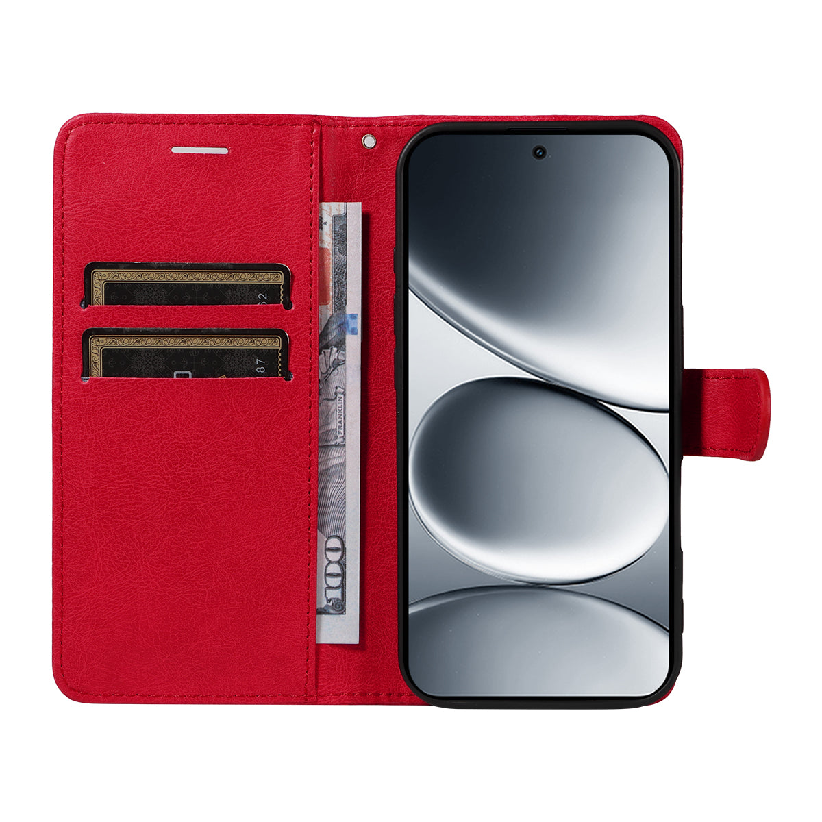 For Xiaomi Redmi Note 15 Pro 5G (Global) Leather Wallet Case with Strap Solid Color Phone Stand Cover - Red