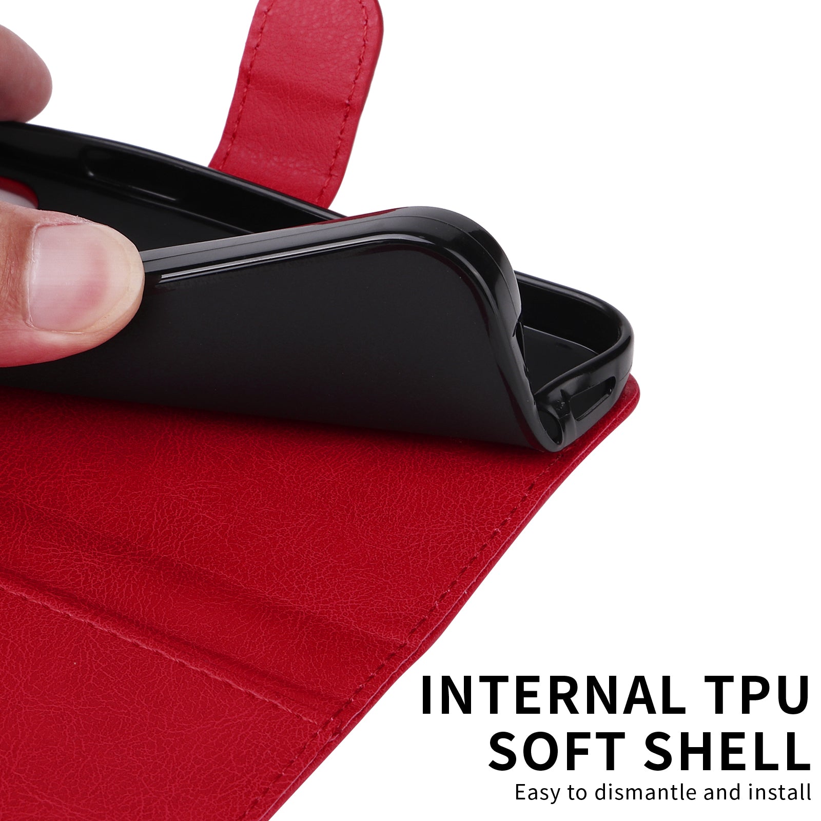 For Xiaomi Redmi Note 15 Pro 5G (Global) Leather Wallet Case with Strap Solid Color Phone Stand Cover - Red