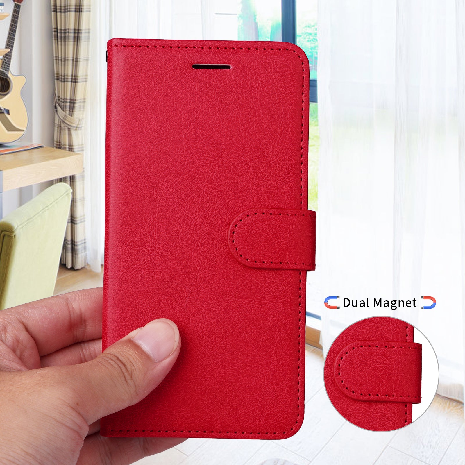 For Xiaomi Redmi Note 15 Pro 5G (Global) Leather Wallet Case with Strap Solid Color Phone Stand Cover - Red
