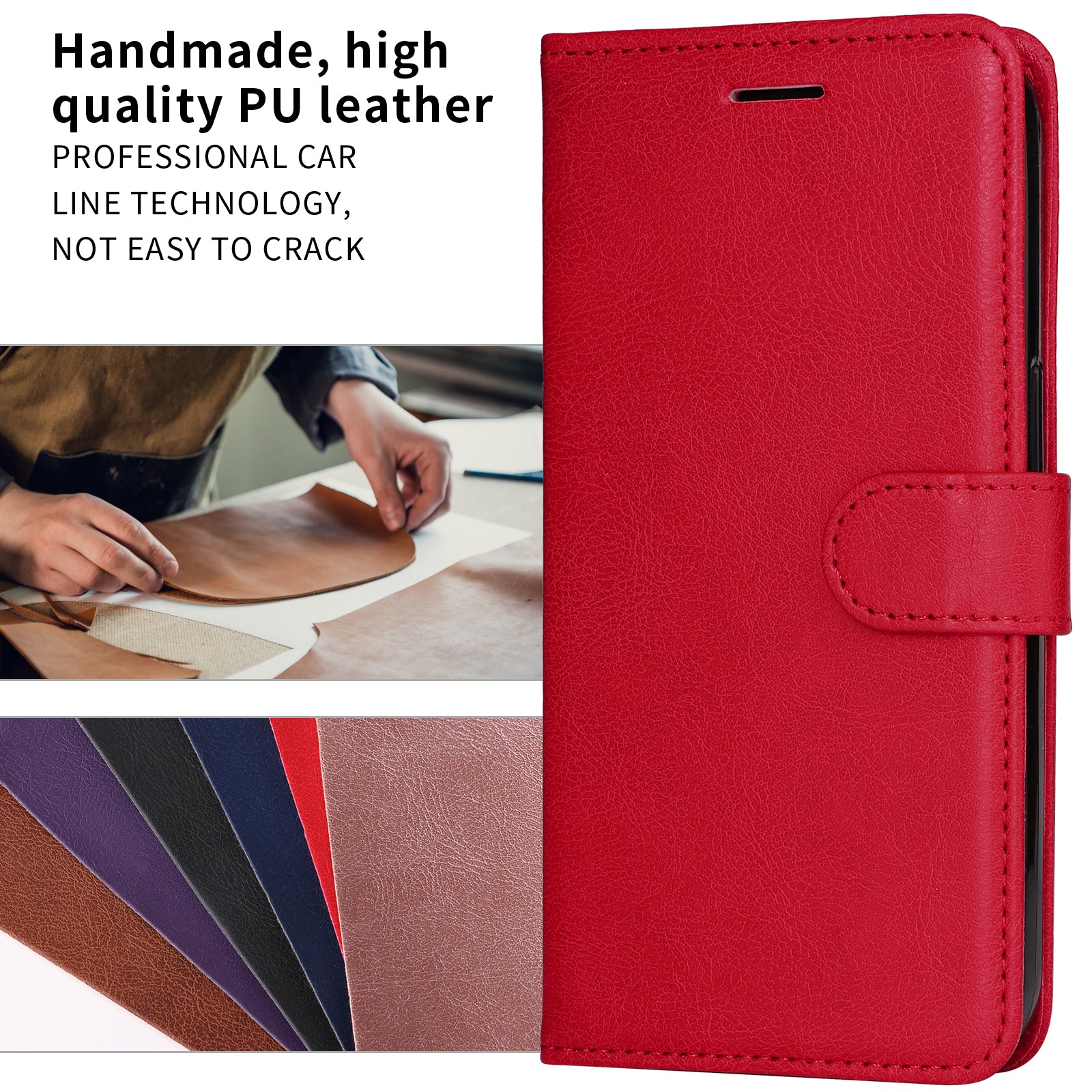 For Xiaomi Redmi Note 15 Pro 5G (Global) Leather Wallet Case with Strap Solid Color Phone Stand Cover - Red