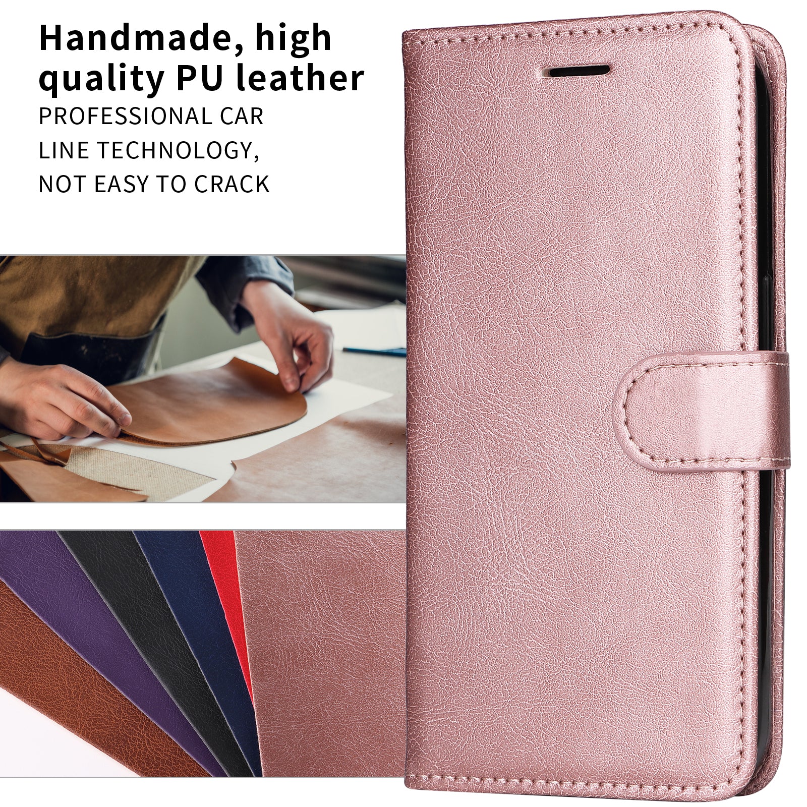 For Xiaomi Redmi Note 15 Pro 5G (Global) Leather Wallet Case with Strap Solid Color Phone Stand Cover - Rose Gold