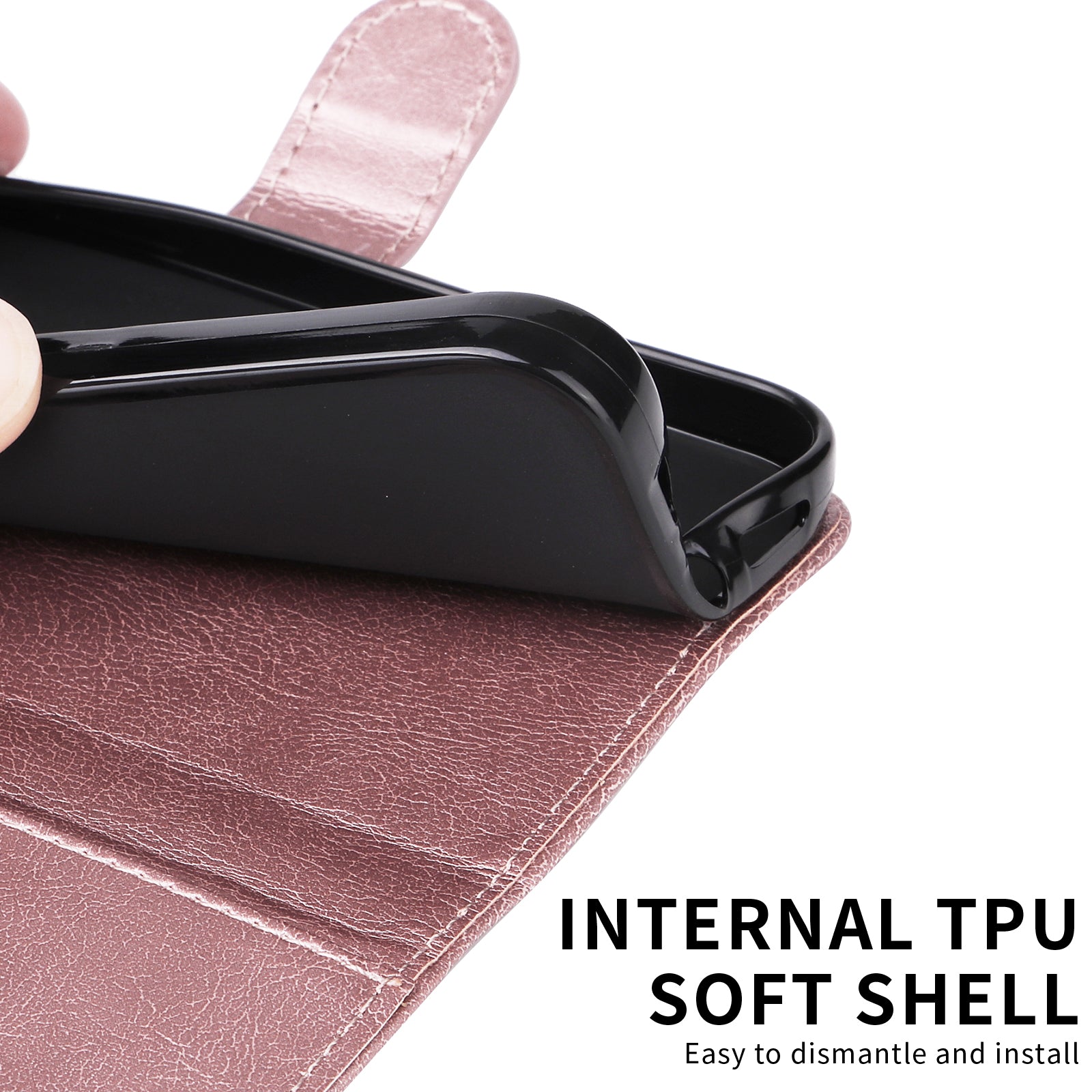 For Xiaomi Redmi Note 15 Pro 5G (Global) Leather Wallet Case with Strap Solid Color Phone Stand Cover - Rose Gold