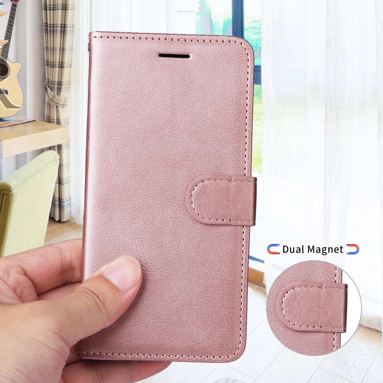 For Xiaomi Redmi Note 15 Pro 5G (Global) Leather Wallet Case with Strap Solid Color Phone Stand Cover - Rose Gold