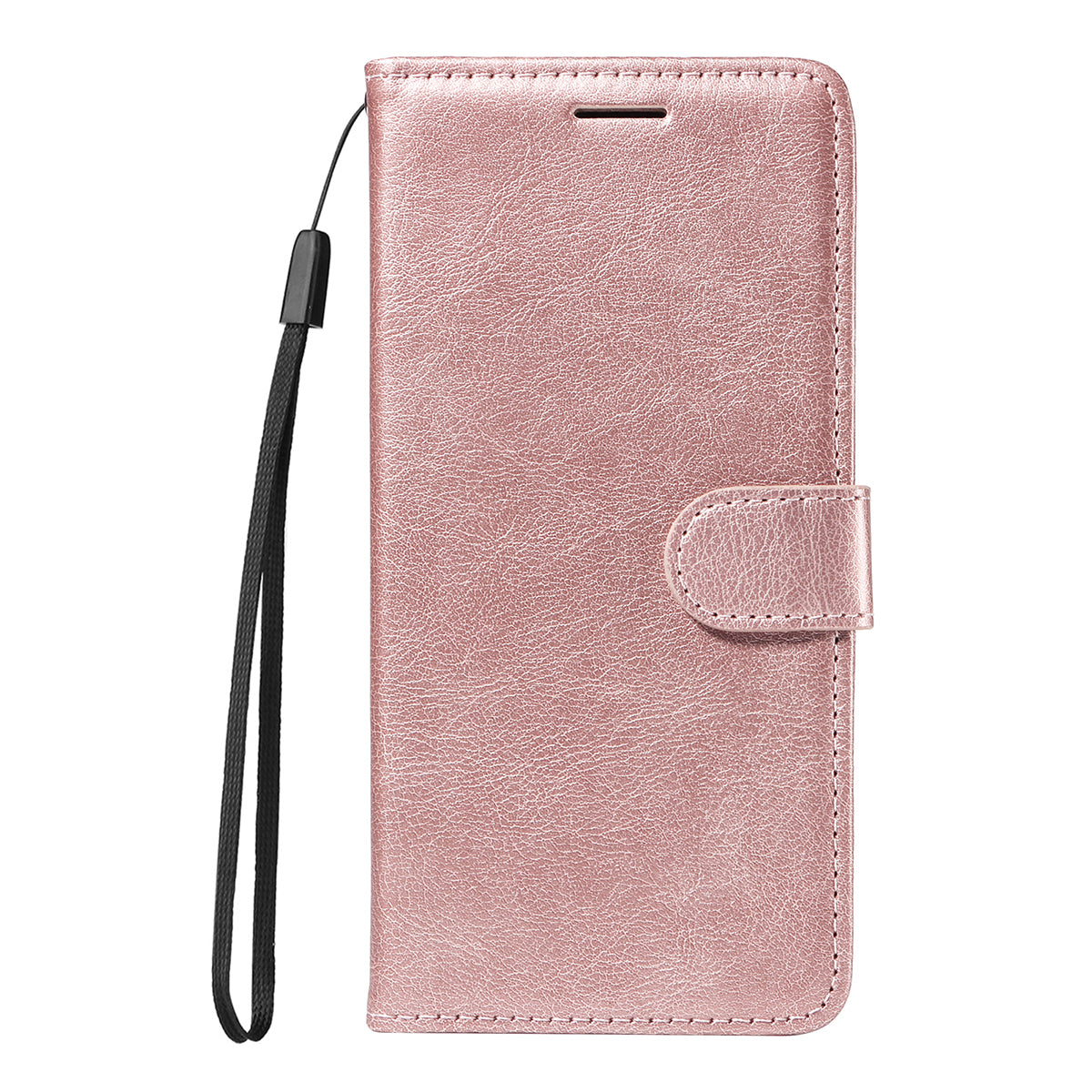 For Xiaomi Redmi Note 15 Pro 5G (Global) Leather Wallet Case with Strap Solid Color Phone Stand Cover - Rose Gold