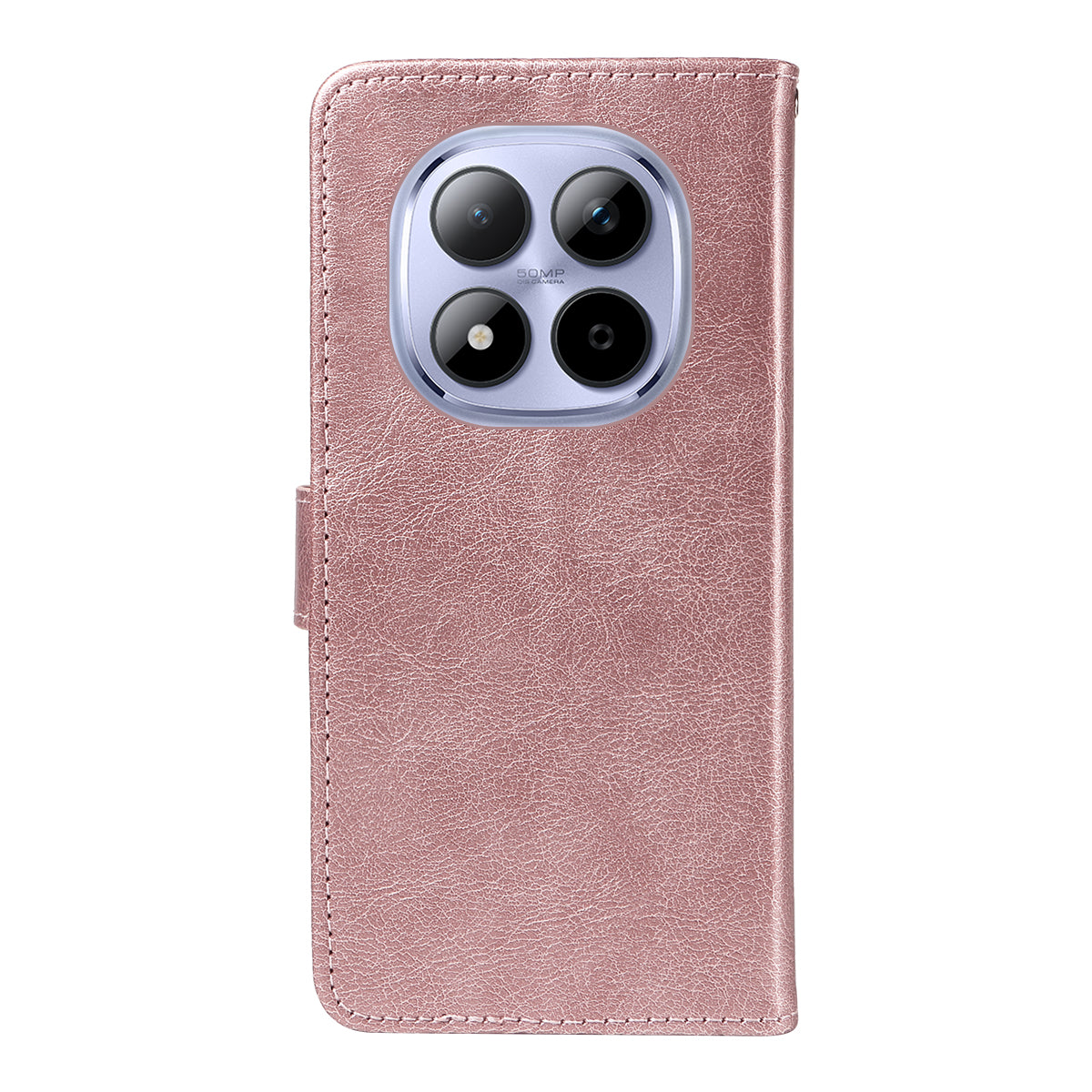 For Xiaomi Redmi Note 15 Pro 5G (Global) Leather Wallet Case with Strap Solid Color Phone Stand Cover - Rose Gold