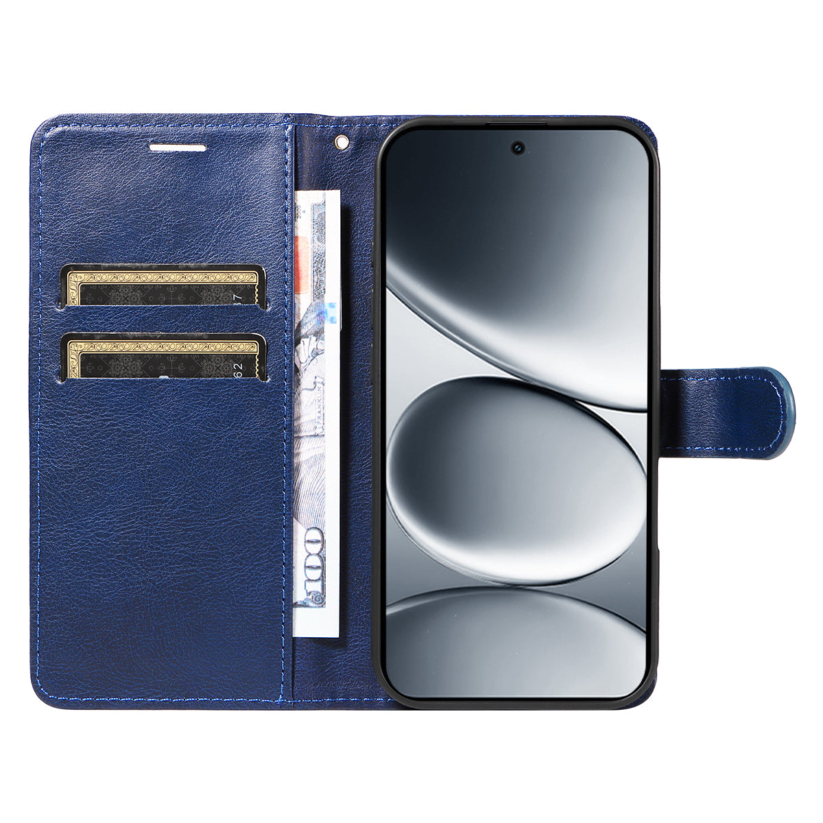 For Xiaomi Redmi Note 15 Pro 5G (Global) Leather Wallet Case with Strap Solid Color Phone Stand Cover - Blue