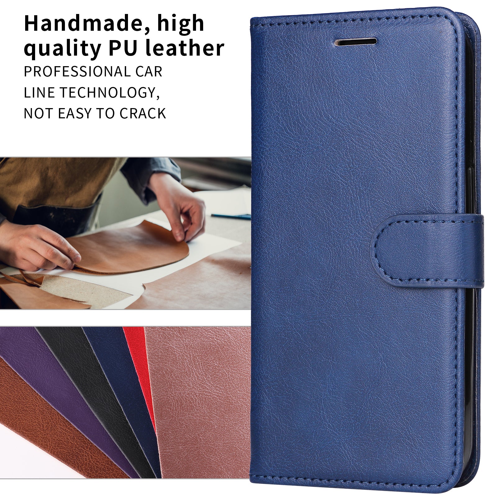 For Xiaomi Redmi Note 15 Pro 5G (Global) Leather Wallet Case with Strap Solid Color Phone Stand Cover - Blue
