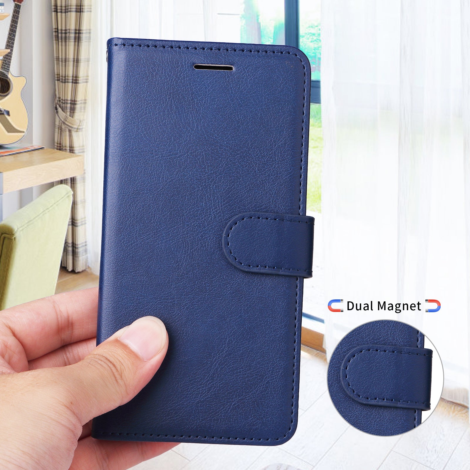For Xiaomi Redmi Note 15 Pro 5G (Global) Leather Wallet Case with Strap Solid Color Phone Stand Cover - Blue
