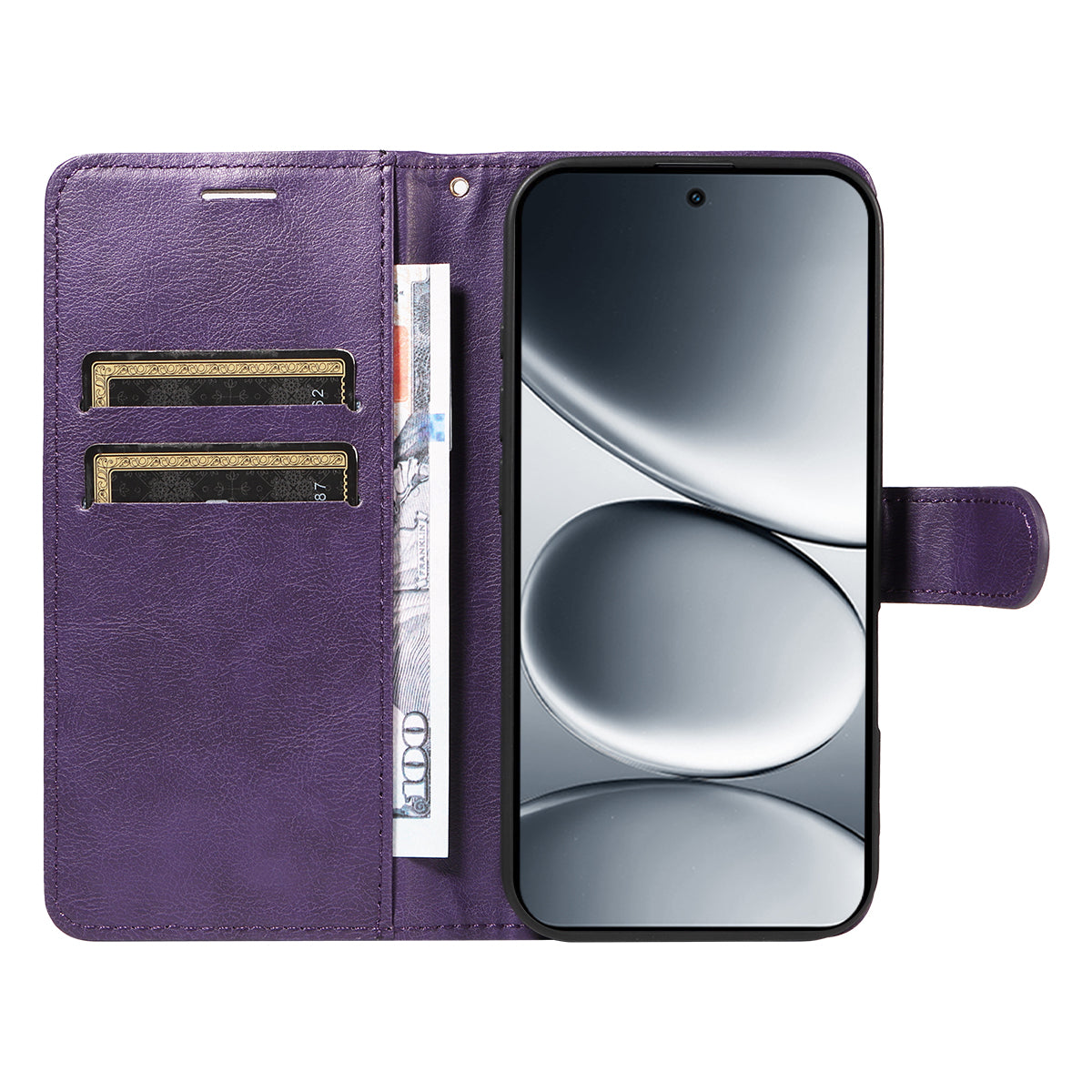 For Xiaomi Redmi Note 15 Pro 5G (Global) Leather Wallet Case with Strap Solid Color Phone Stand Cover - Purple