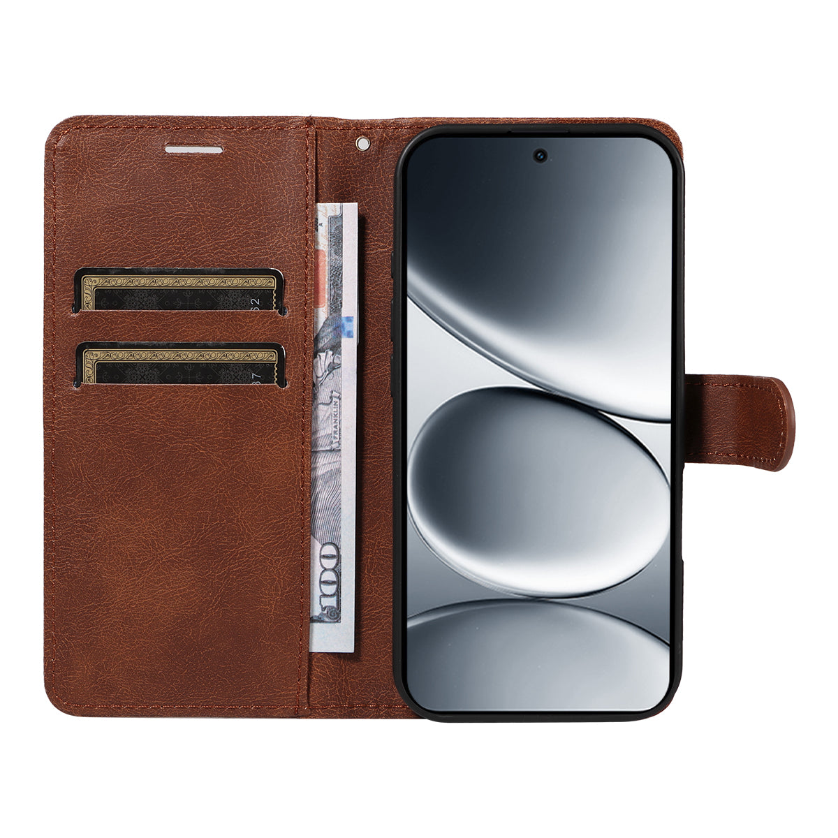 For Xiaomi Redmi Note 15 Pro 5G (Global) Leather Wallet Case with Strap Solid Color Phone Stand Cover - Brown