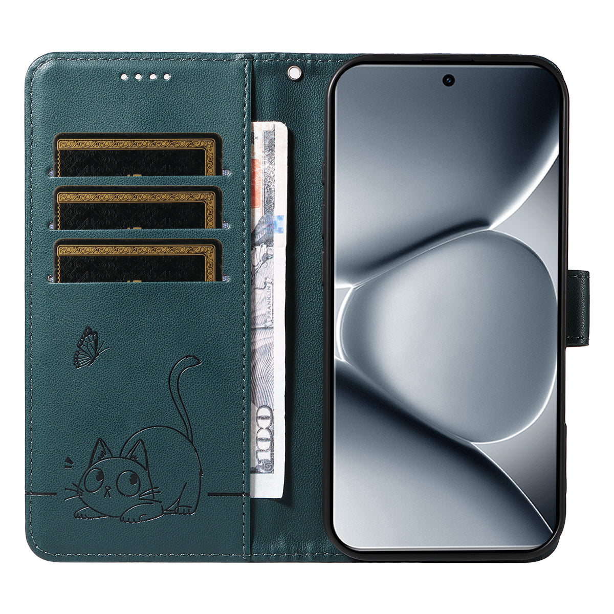 For Xiaomi Poco M8 Pro 5G / Redmi Note 15 Pro+ 5G (Global) Case Cat Pattern Imprint Leather Phone Cover with Wrist Strap - Blue