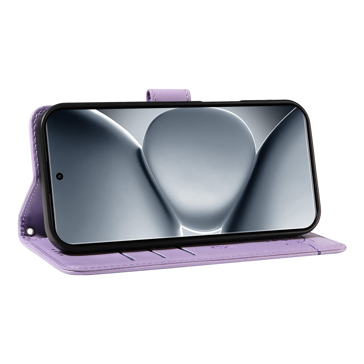 For Xiaomi Poco M8 Pro 5G / Redmi Note 15 Pro+ 5G (Global) Case Cat Pattern Imprint Leather Phone Cover with Wrist Strap - Purple