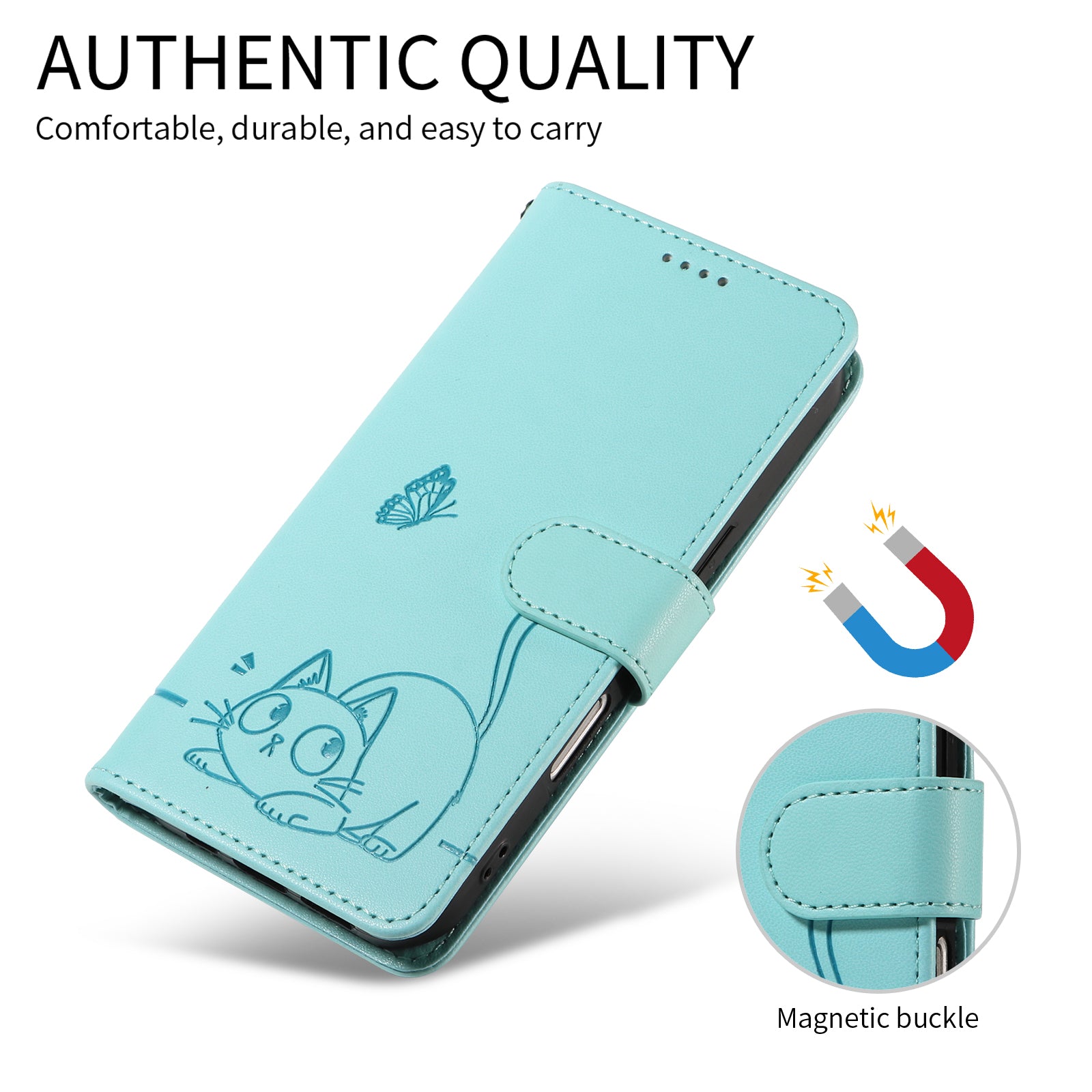 For Xiaomi Redmi Note 15 Pro 5G (Global) Case Cat Pattern Imprint Leather Phone Cover with Wrist Strap - Green