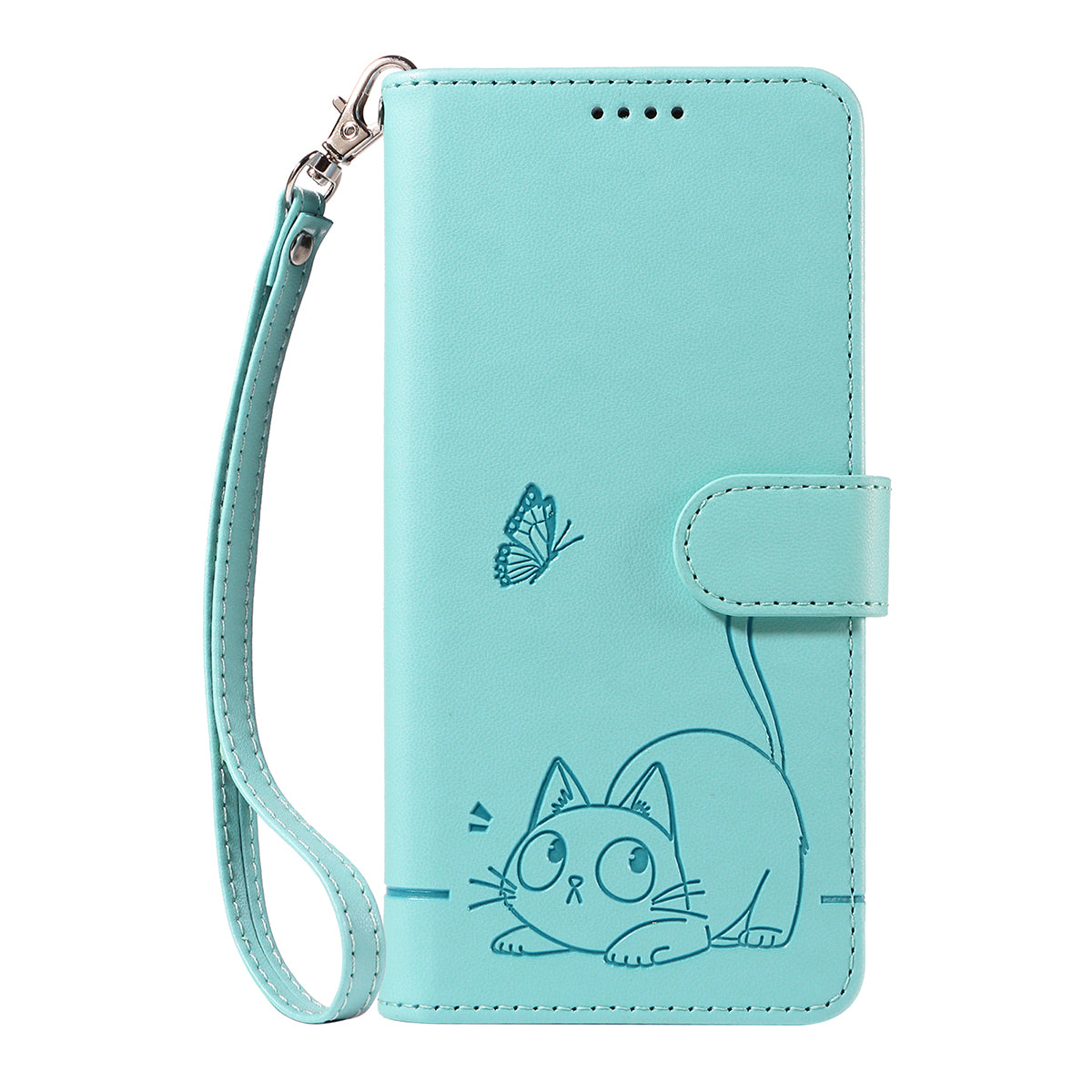 For Xiaomi Redmi Note 15 Pro 5G (Global) Case Cat Pattern Imprint Leather Phone Cover with Wrist Strap - Green