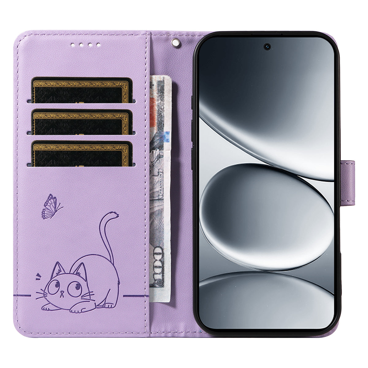 For Xiaomi Redmi Note 15 Pro 5G (Global) Case Cat Pattern Imprint Leather Phone Cover with Wrist Strap - Purple