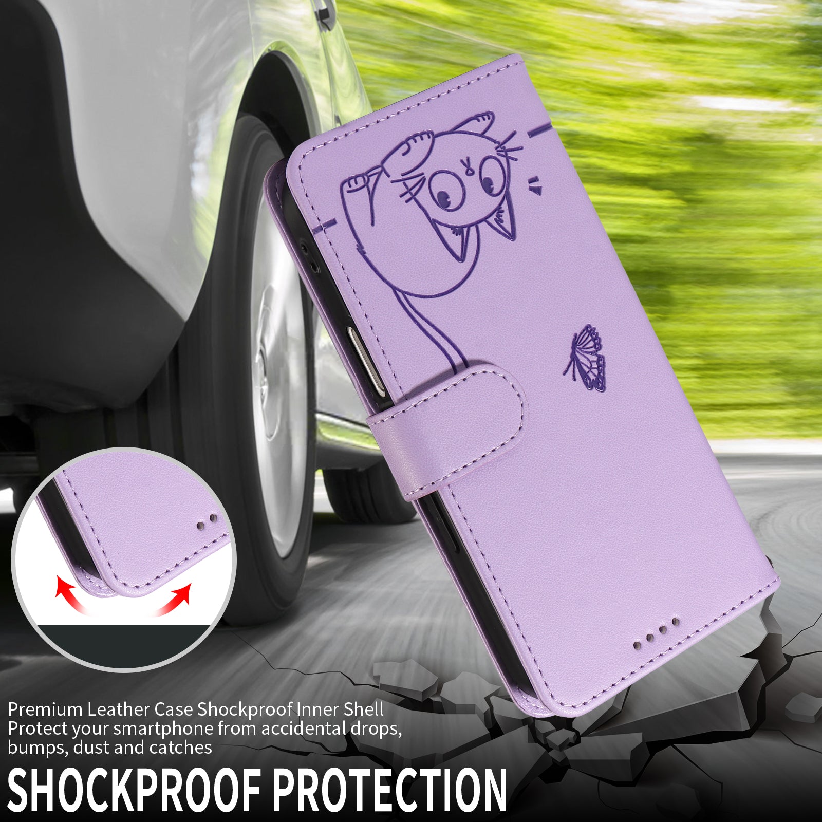 For Xiaomi Redmi Note 15 Pro 5G (Global) Case Cat Pattern Imprint Leather Phone Cover with Wrist Strap - Purple