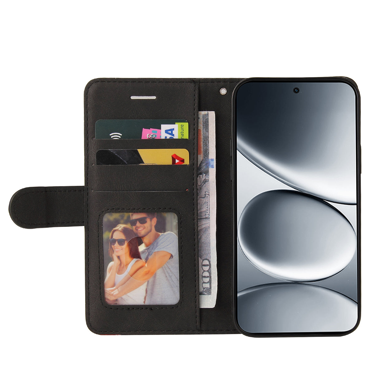 For Xiaomi Redmi Note 15 Pro 5G (Global) Leather Phone Case Stand Wallet with Bi-colour Splicing Design - Black