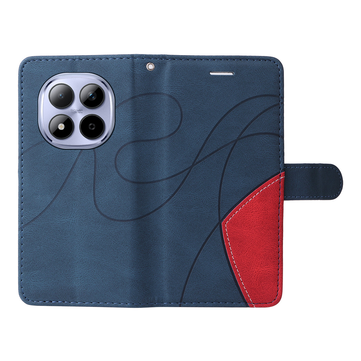 For Xiaomi Redmi Note 15 Pro 5G (Global) Leather Phone Case Stand Wallet with Bi-colour Splicing Design - Blue
