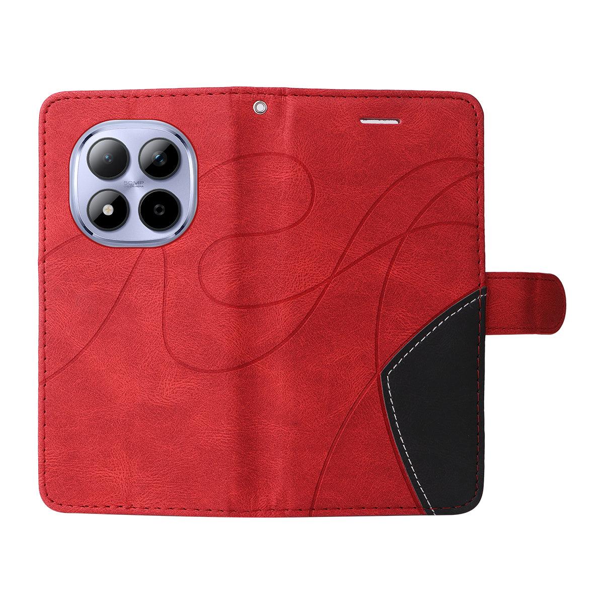 For Xiaomi Redmi Note 15 Pro 5G (Global) Leather Phone Case Stand Wallet with Bi-colour Splicing Design - Red