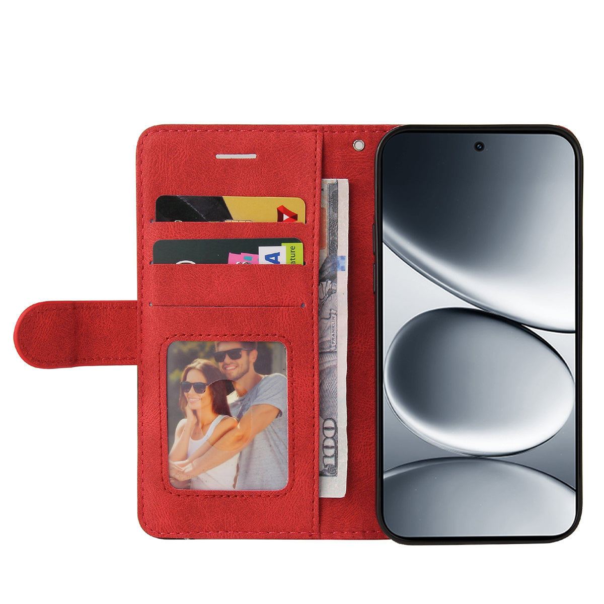 For Xiaomi Redmi Note 15 Pro 5G (Global) Leather Phone Case Stand Wallet with Bi-colour Splicing Design - Red