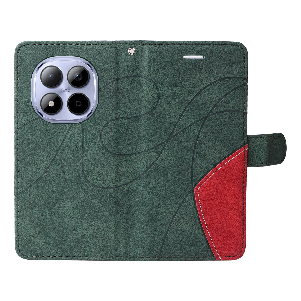 For Xiaomi Redmi Note 15 Pro 5G (Global) Leather Phone Case Stand Wallet with Bi-colour Splicing Design - Green