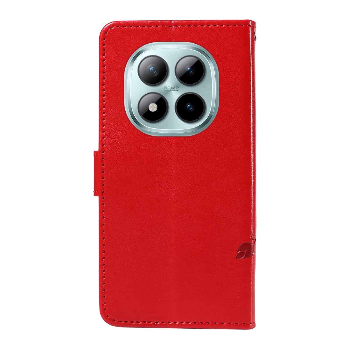 For Xiaomi Poco M8 Pro 5G / Redmi Note 15 Pro+ 5G (Global) PU Leather Cases Flower Pattern Wallet Stand Phone Cover with Strap - Red