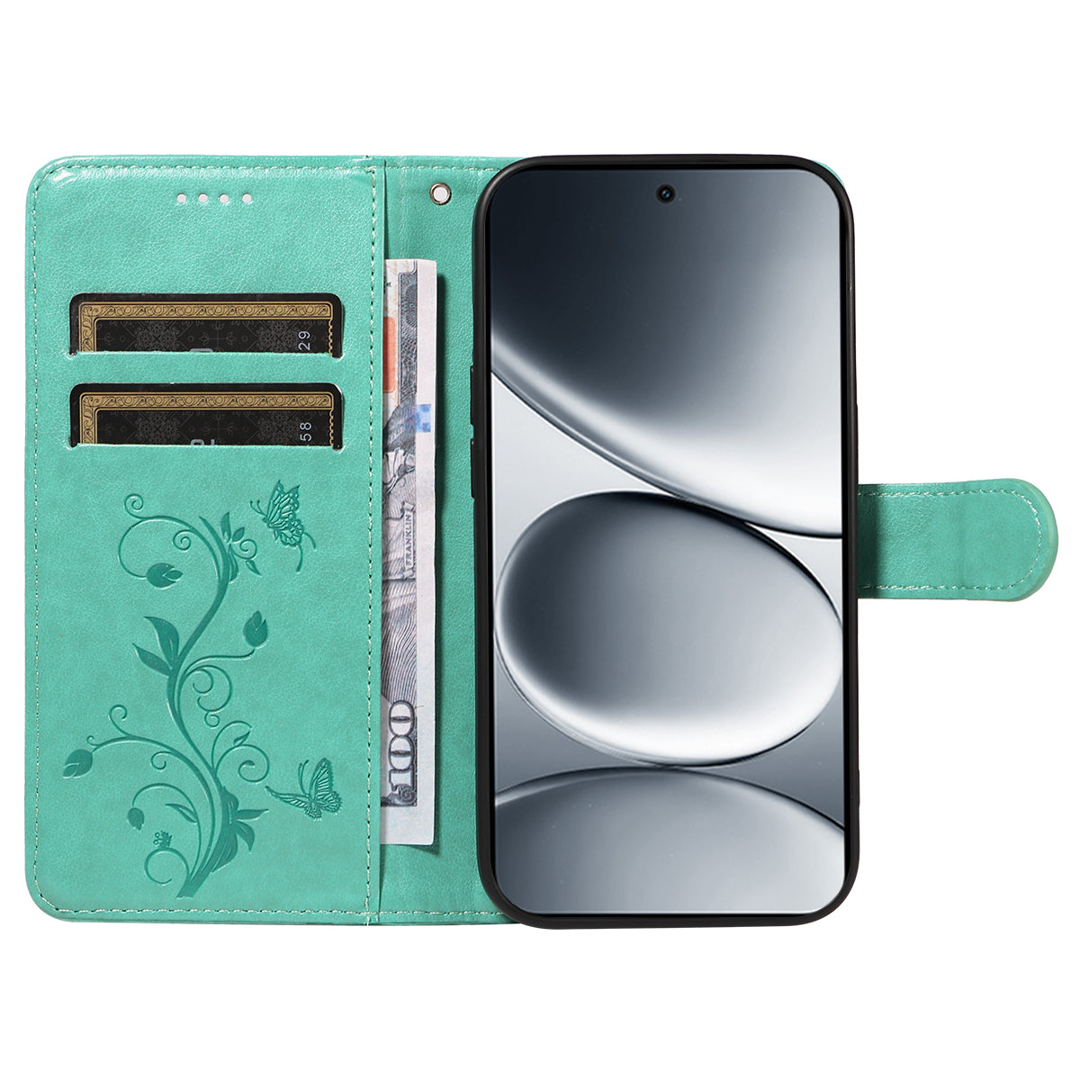 For Xiaomi Redmi Note 15 Pro 5G (Global) PU Leather Cases Flower Pattern Wallet Stand Phone Cover with Strap - Green