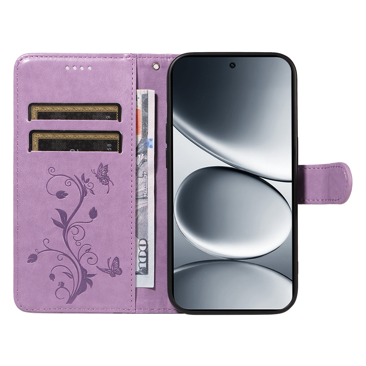 For Xiaomi Redmi Note 15 Pro 5G (Global) PU Leather Cases Flower Pattern Wallet Stand Phone Cover with Strap -  Light Purple