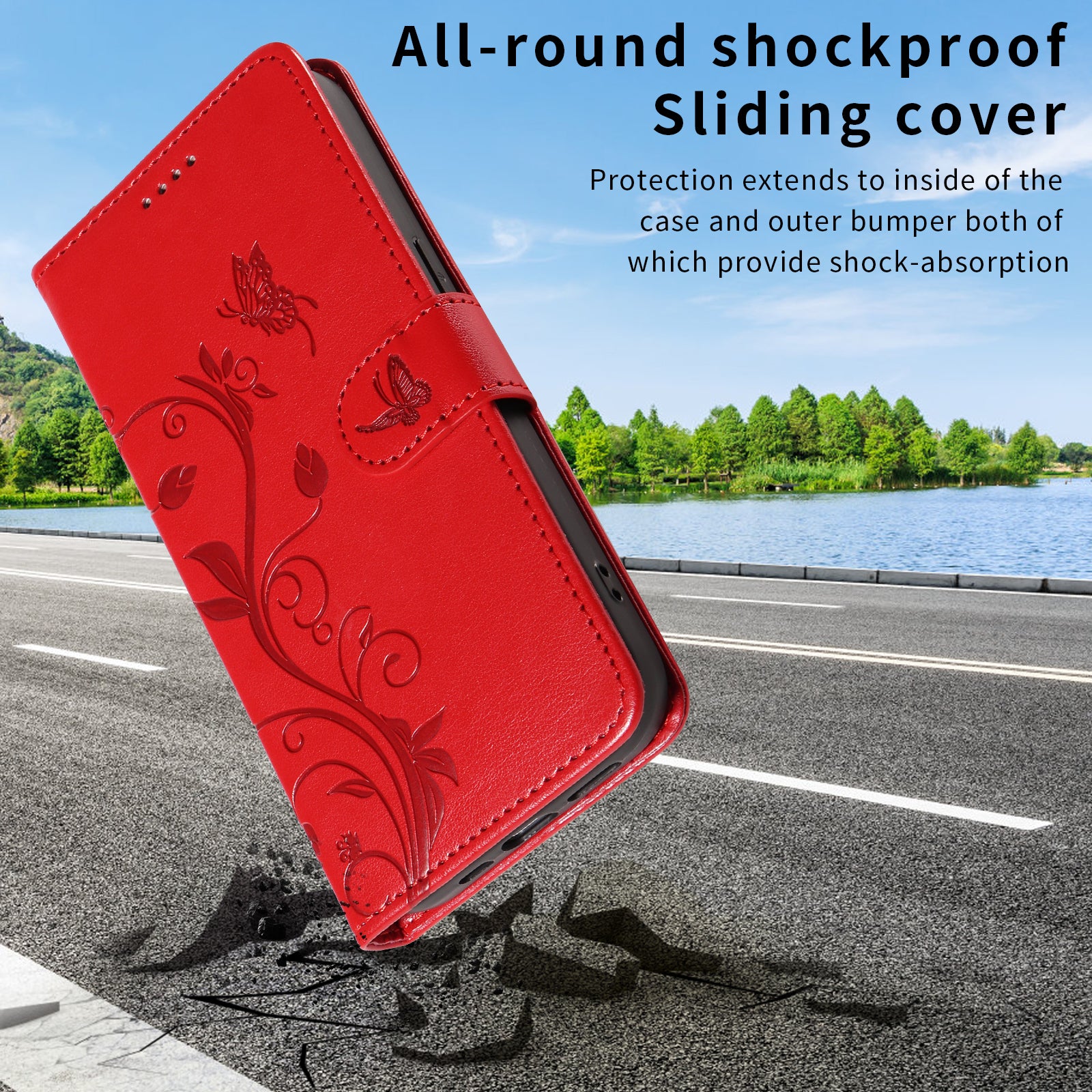 For Xiaomi Redmi Note 15 Pro 5G (Global) PU Leather Cases Flower Pattern Wallet Stand Phone Cover with Strap - Red