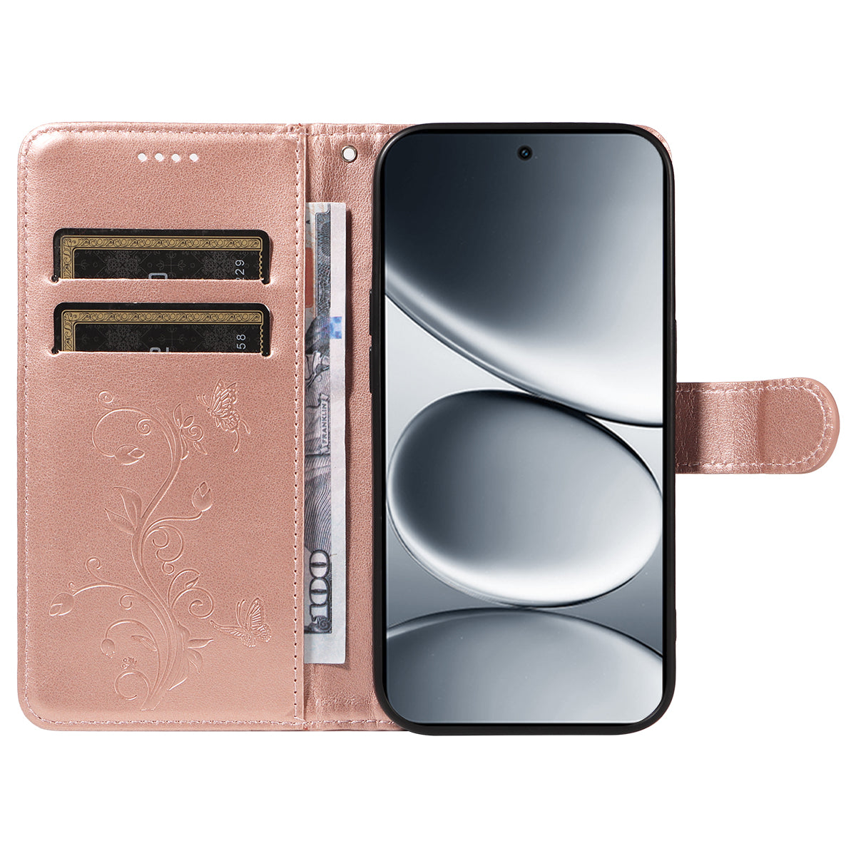 For Xiaomi Redmi Note 15 Pro 5G (Global) PU Leather Cases Flower Pattern Wallet Stand Phone Cover with Strap - Rose Gold