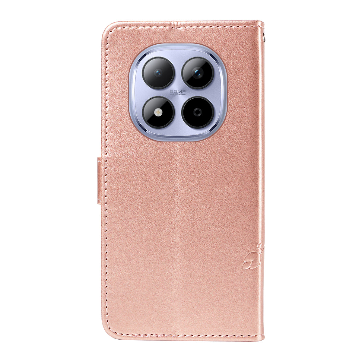 For Xiaomi Redmi Note 15 Pro 5G (Global) PU Leather Cases Flower Pattern Wallet Stand Phone Cover with Strap - Rose Gold