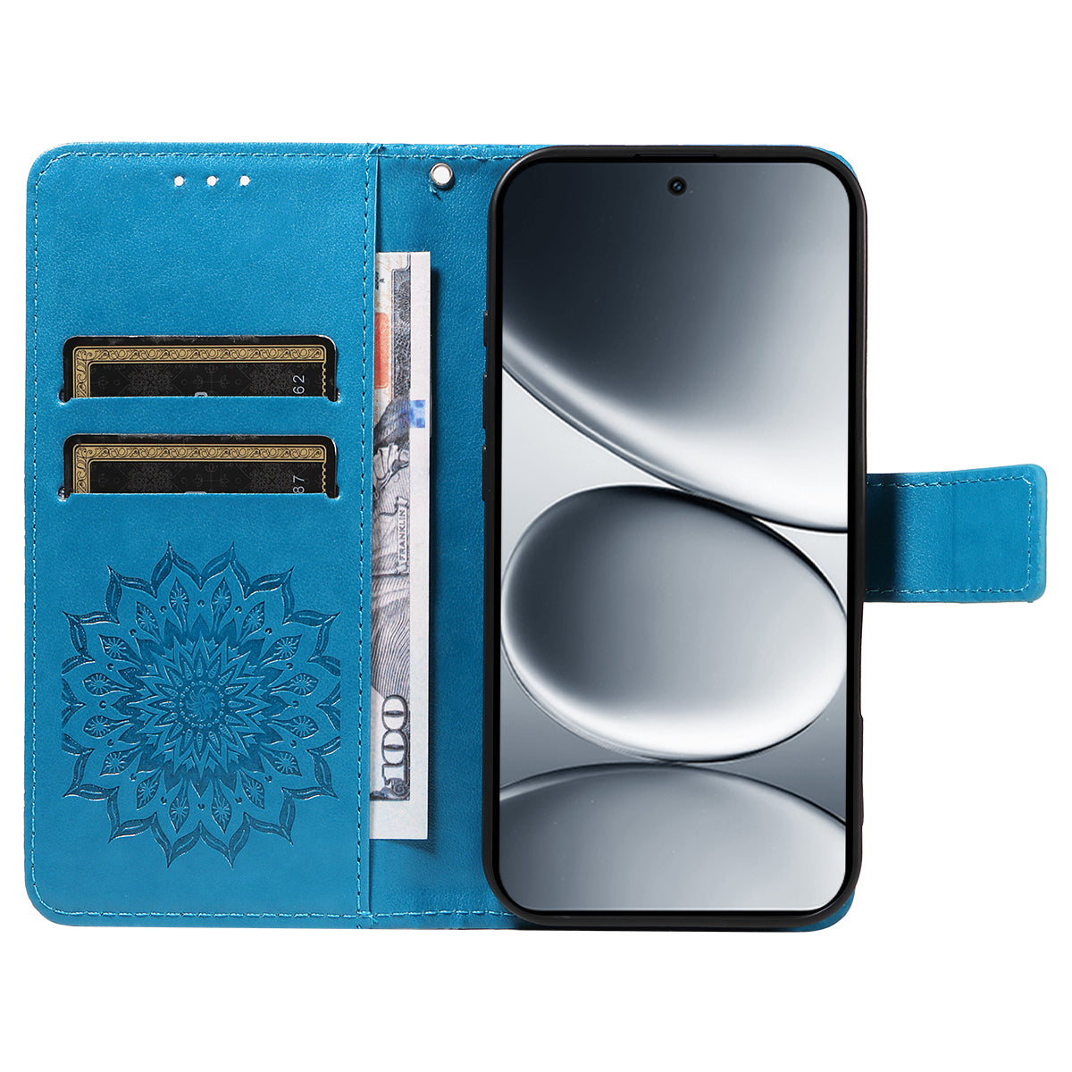 For Xiaomi Redmi Note 15 Pro 5G (Global) Leather Wallet Case Sunflower Imprinted Phone Cover - Blue