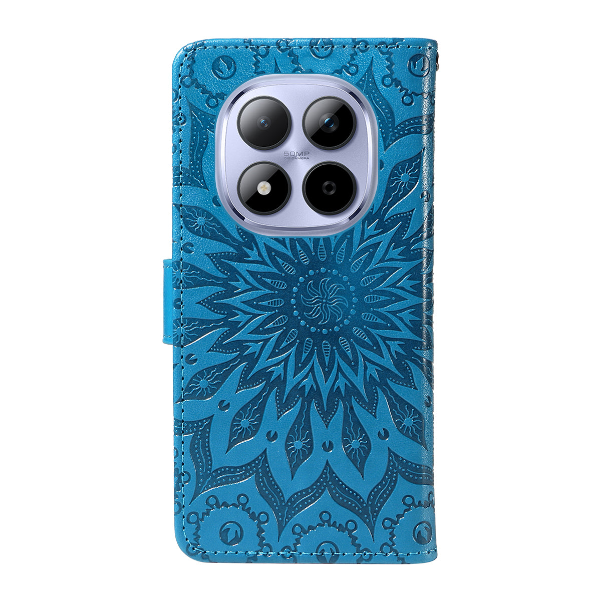 For Xiaomi Redmi Note 15 Pro 5G (Global) Leather Wallet Case Sunflower Imprinted Phone Cover - Blue