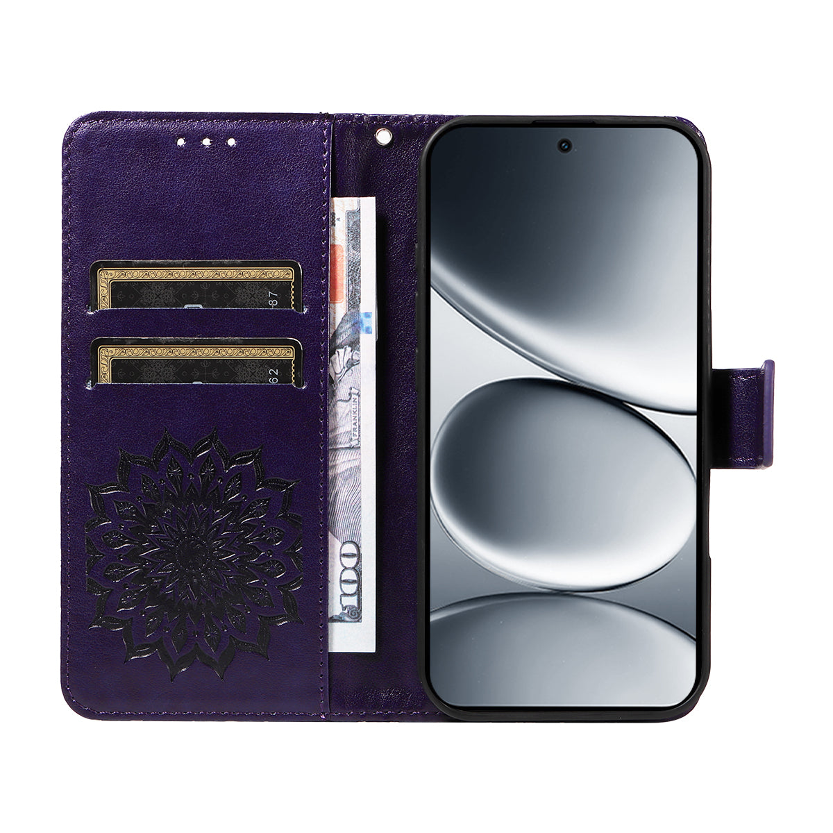 For Xiaomi Redmi Note 15 Pro 5G (Global) Leather Wallet Case Sunflower Imprinted Phone Cover - Purple