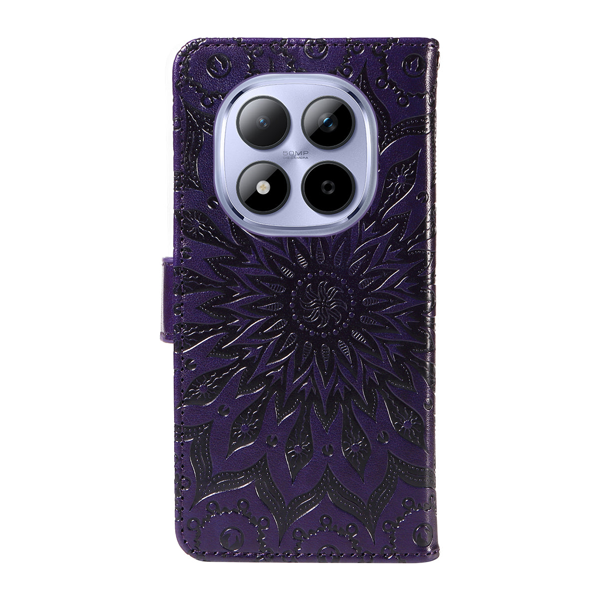 For Xiaomi Redmi Note 15 Pro 5G (Global) Leather Wallet Case Sunflower Imprinted Phone Cover - Purple