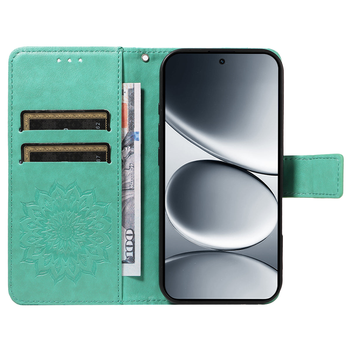 For Xiaomi Redmi Note 15 Pro 5G (Global) Leather Wallet Case Sunflower Imprinted Phone Cover - Green