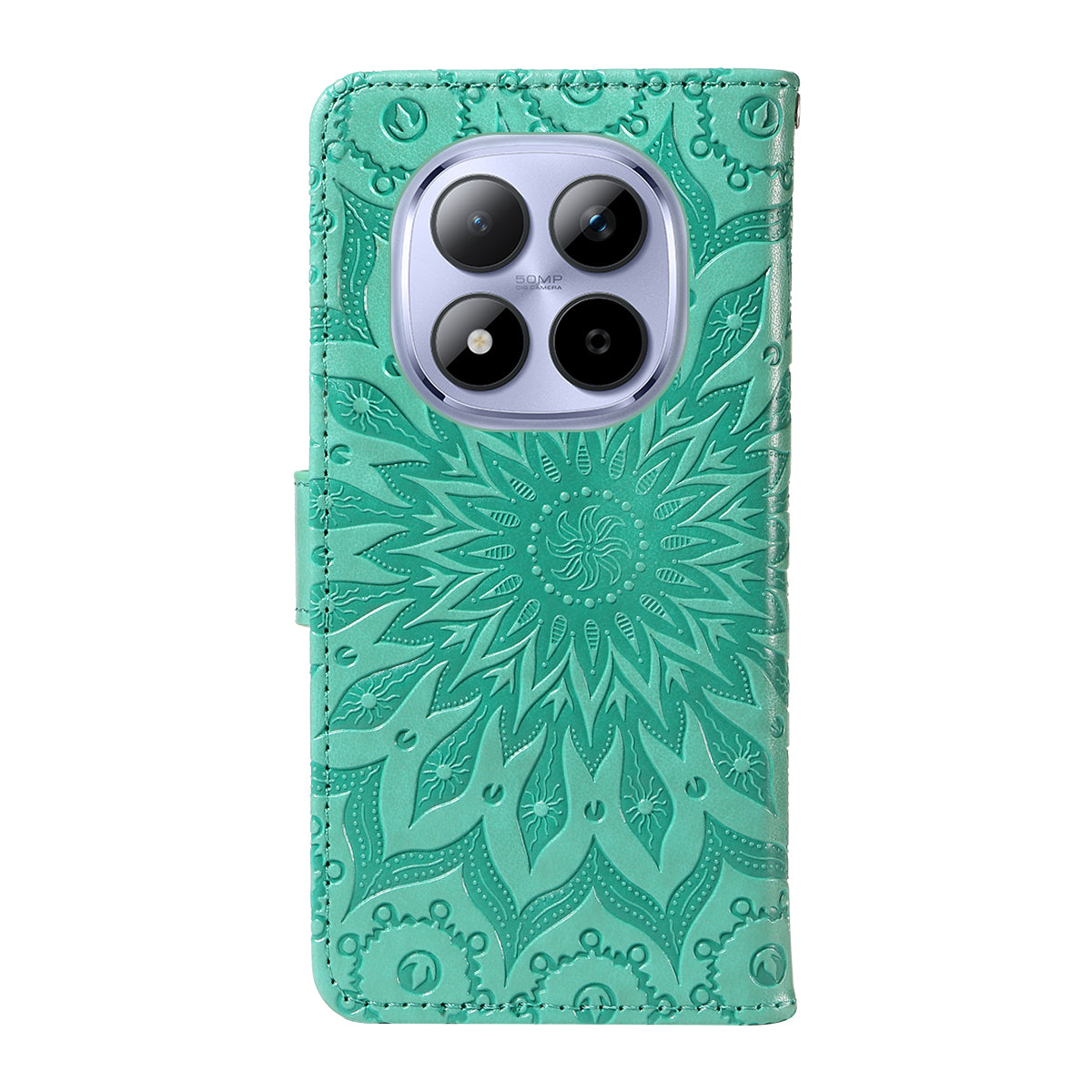 For Xiaomi Redmi Note 15 Pro 5G (Global) Leather Wallet Case Sunflower Imprinted Phone Cover - Green
