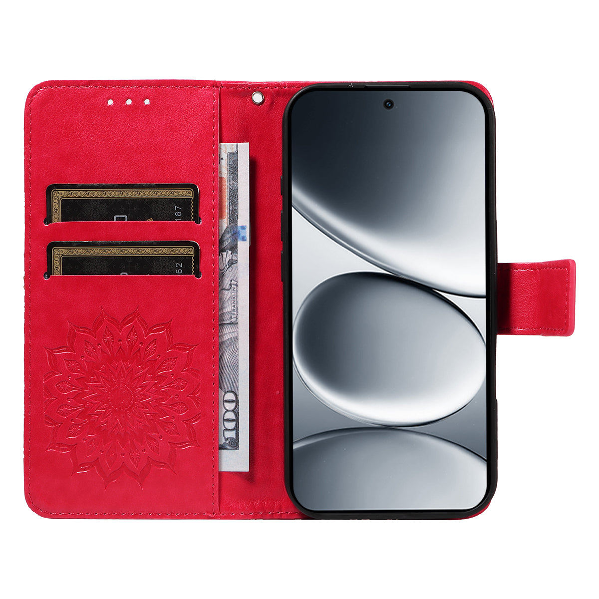 For Xiaomi Redmi Note 15 Pro 5G (Global) Leather Wallet Case Sunflower Imprinted Phone Cover - Red