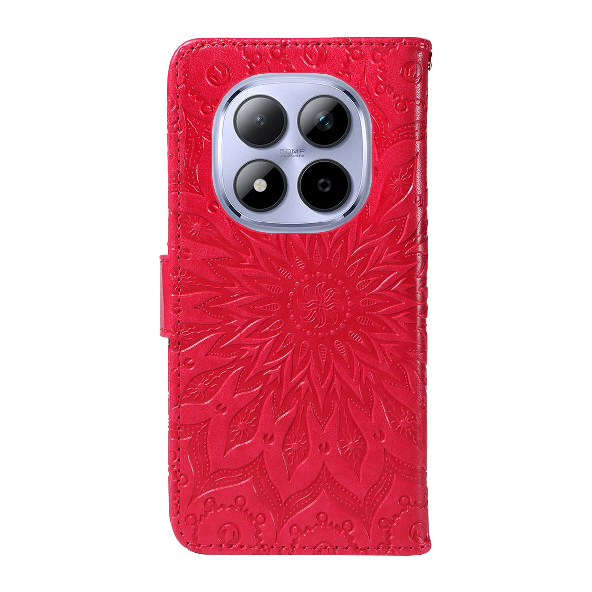 For Xiaomi Redmi Note 15 Pro 5G (Global) Leather Wallet Case Sunflower Imprinted Phone Cover - Red