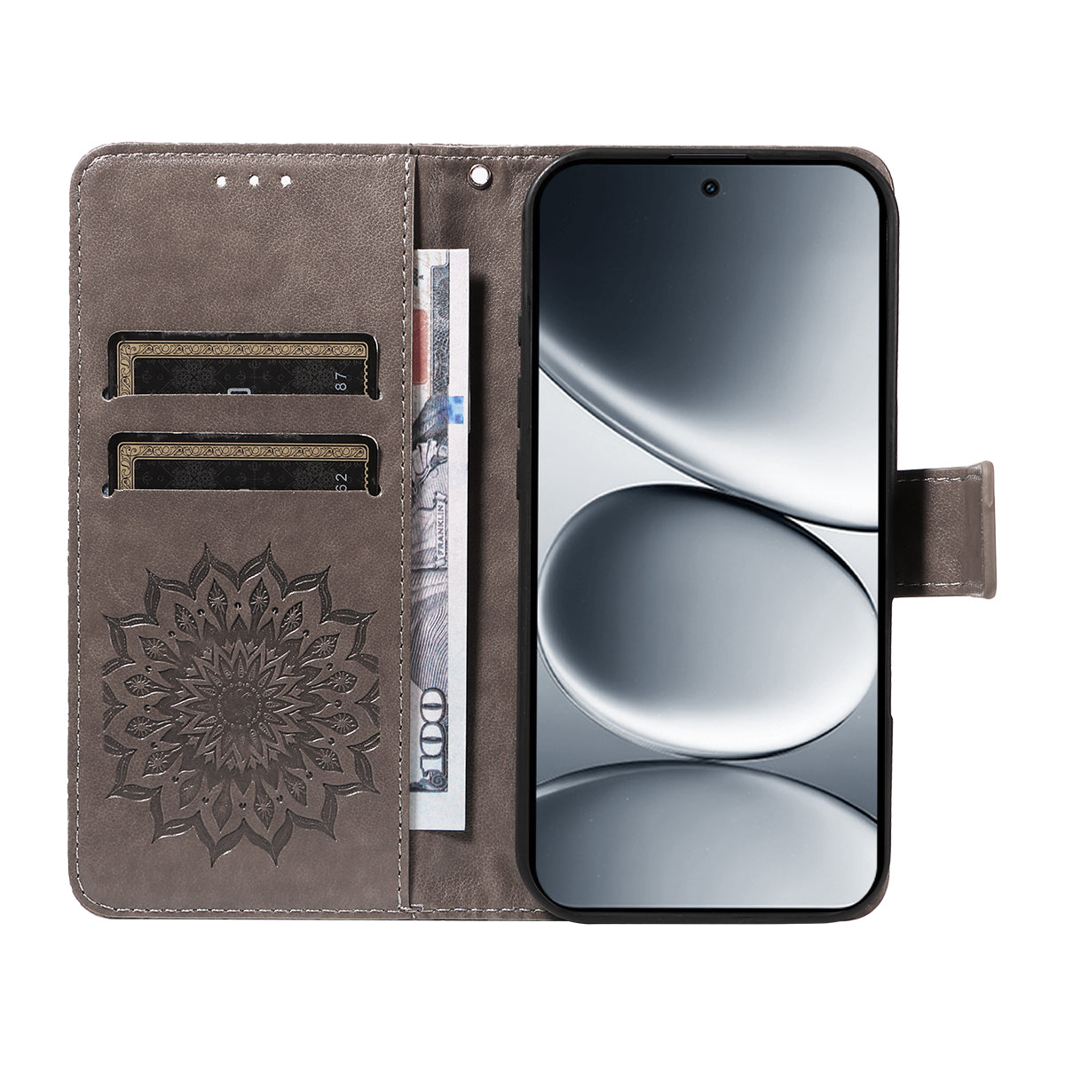 For Xiaomi Redmi Note 15 Pro 5G (Global) Leather Wallet Case Sunflower Imprinted Phone Cover - Grey