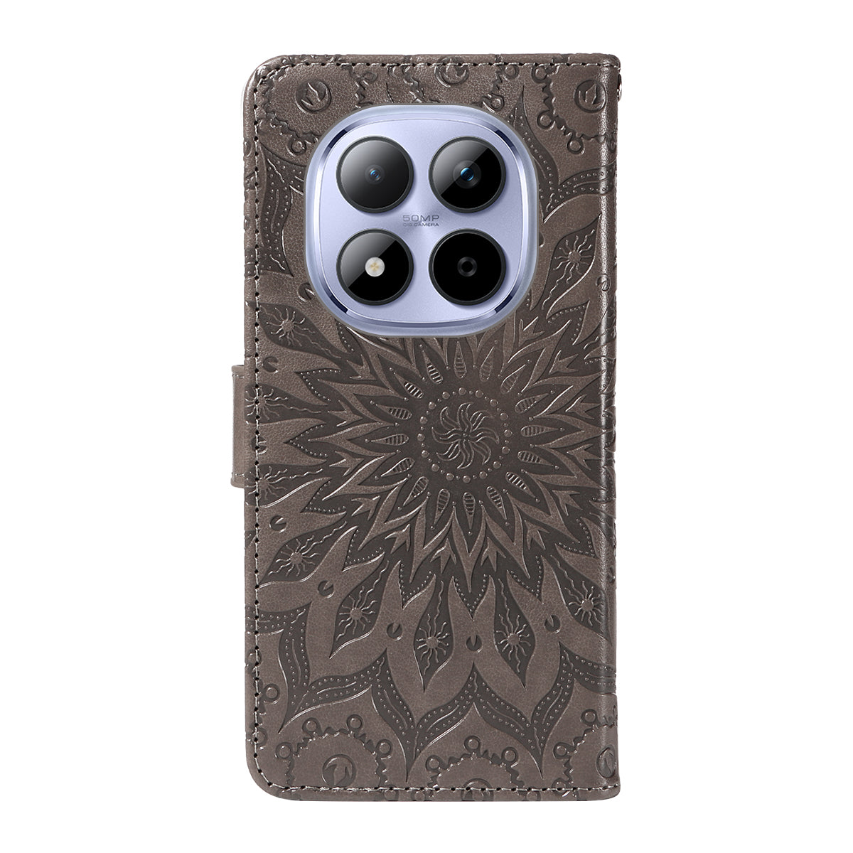 For Xiaomi Redmi Note 15 Pro 5G (Global) Leather Wallet Case Sunflower Imprinted Phone Cover - Grey