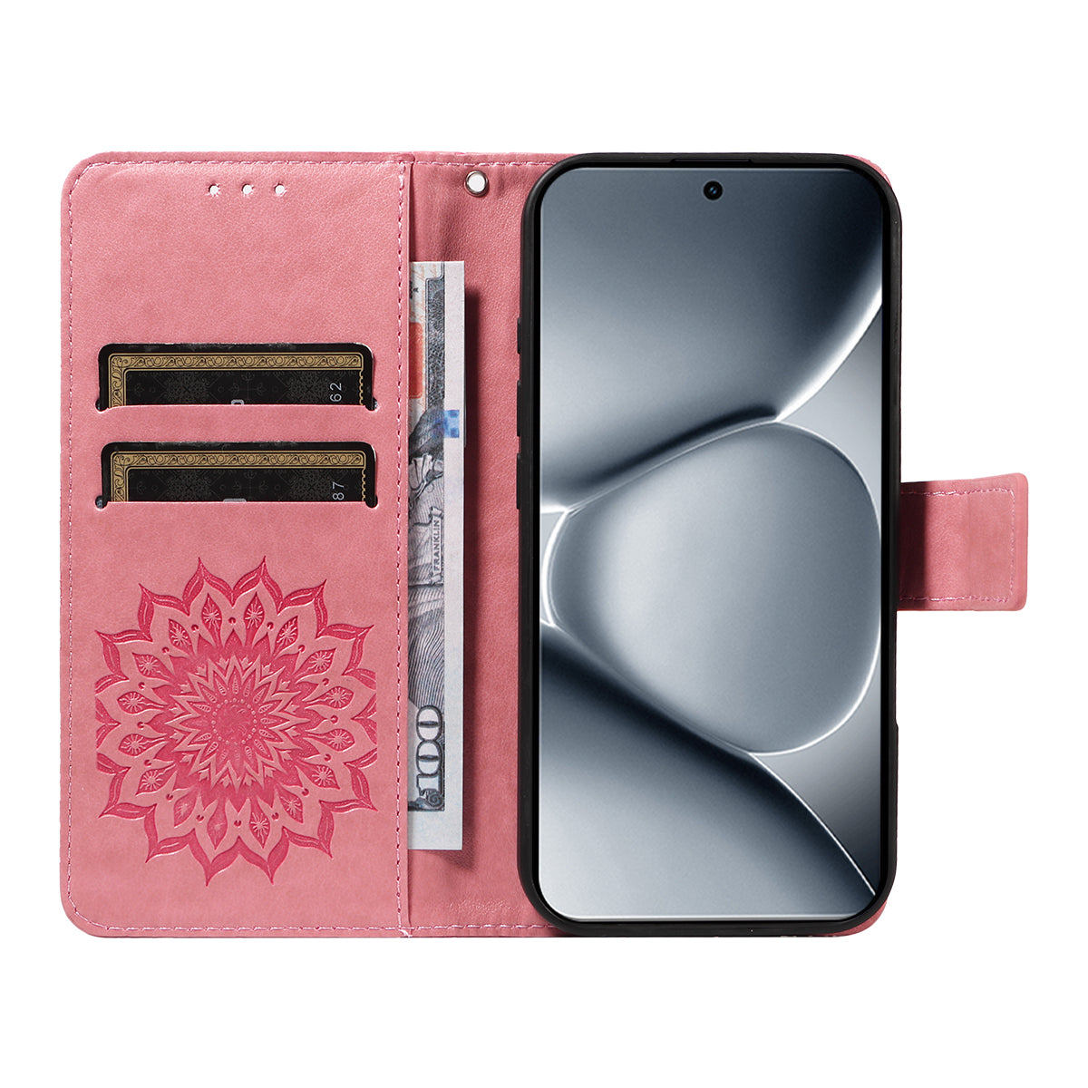 For Xiaomi Poco M8 Pro 5G / Redmi Note 15 Pro+ 5G (Global) Leather Wallet Case Sunflower Imprinted Phone Cover - Pink