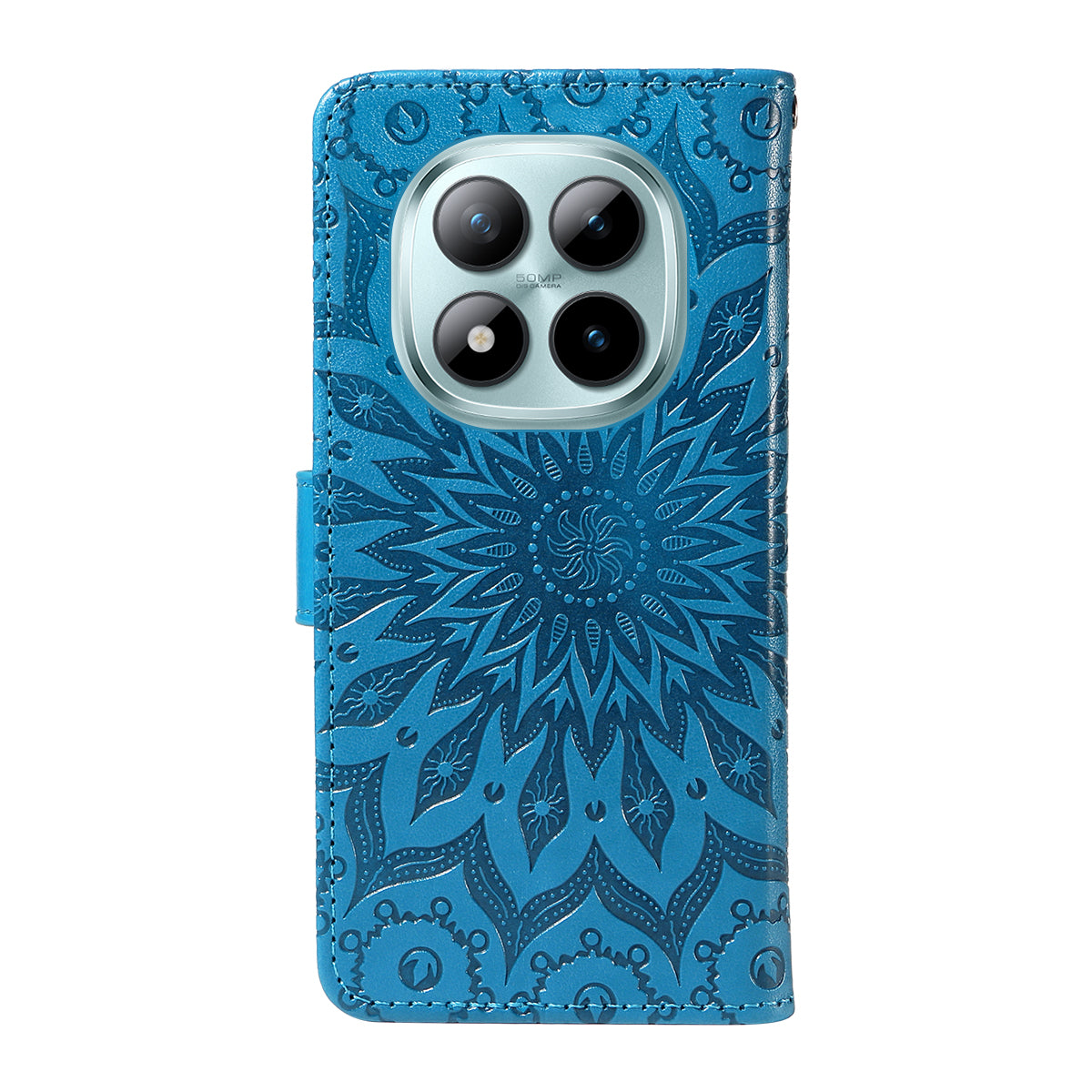 For Xiaomi Poco M8 Pro 5G / Redmi Note 15 Pro+ 5G (Global) Leather Wallet Case Sunflower Imprinted Phone Cover - Blue